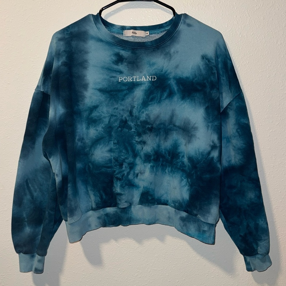 **DONATING** Adika Portland Graphic Tye Dye Cropped Crewneck